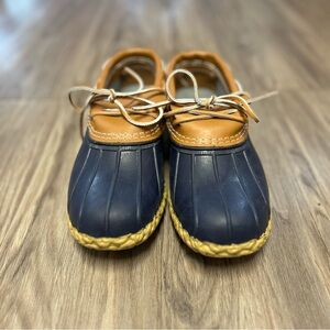 L.L. Bean Boots, Navy & Tan Classic Duck Style Rubber Mocs